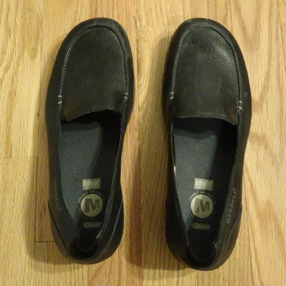 Merrell Black Leather Parma Ortholite Loafers 8.5M